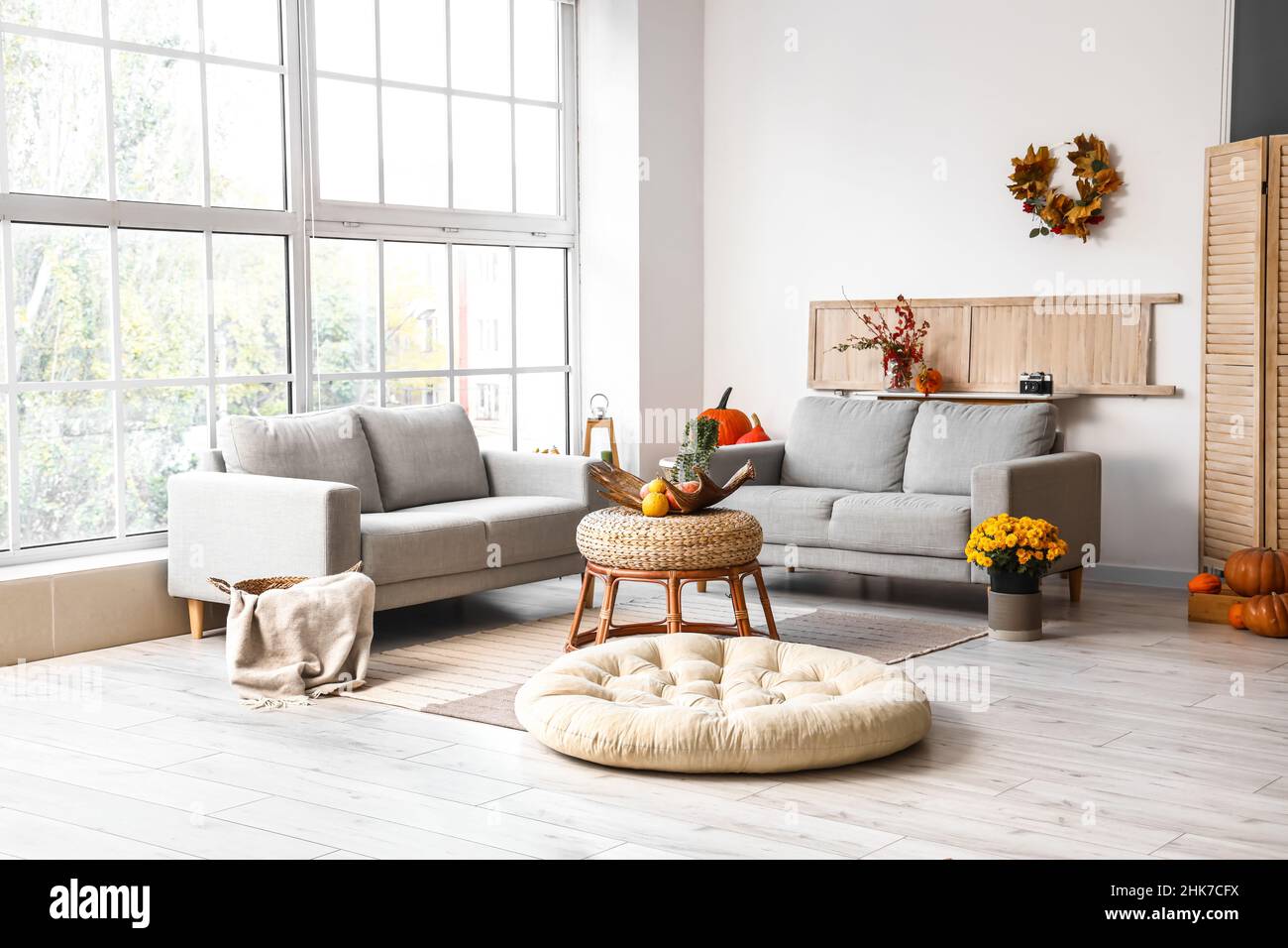 Interior of modern living room with comfortable sofas Stock Photo - Alamy