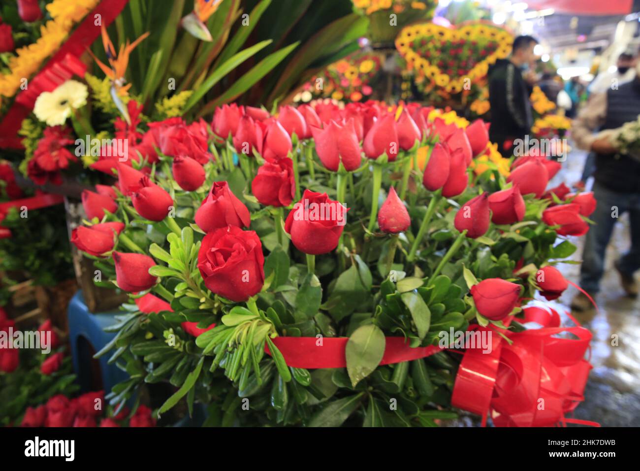 Florists at the Jamaica market located southeast of downtown Mexico