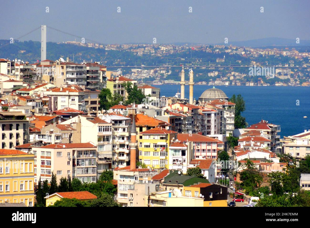 Panoramic view of the Bosphorus Bridge from the Galata Tower in the ...