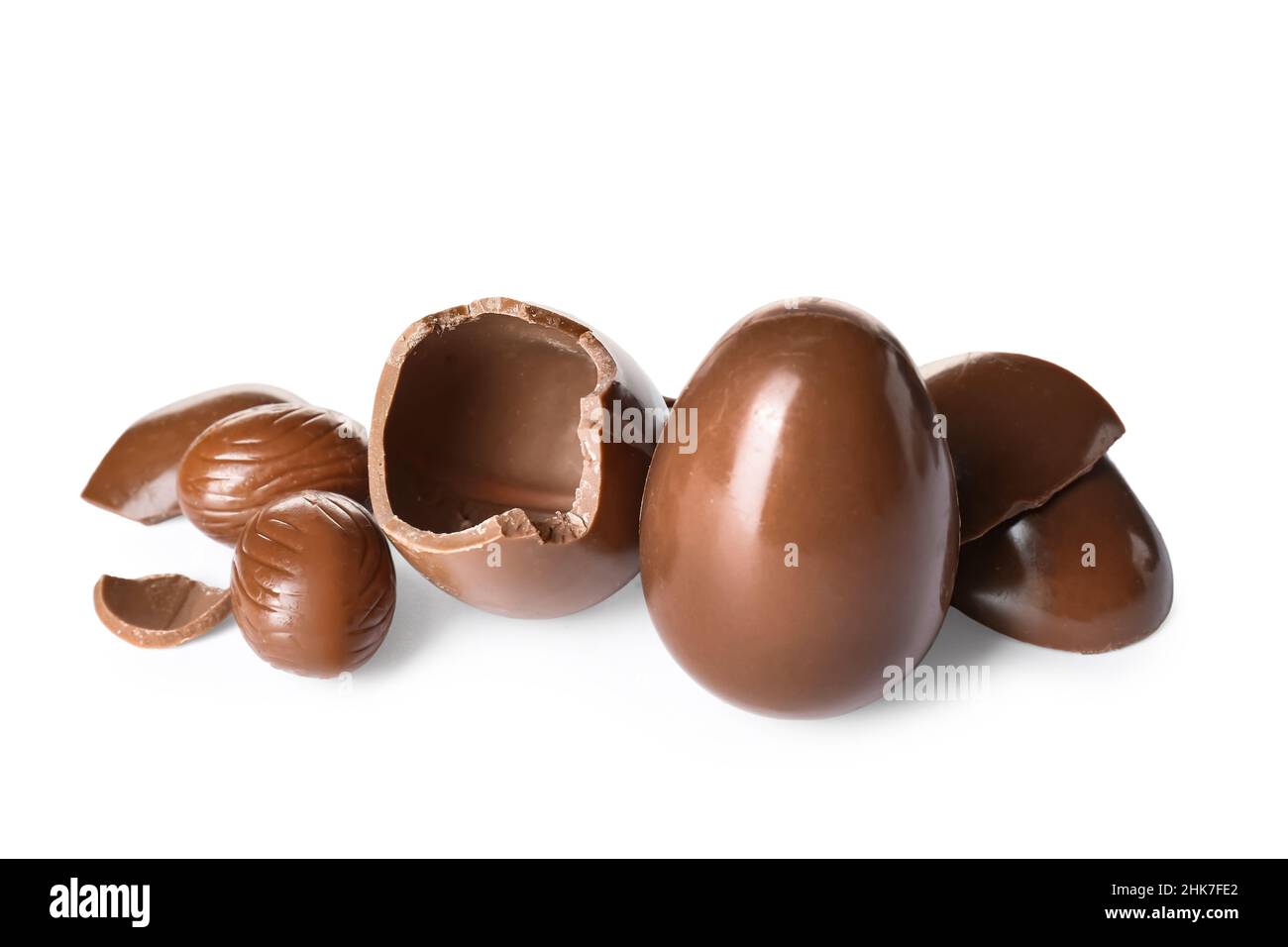 Chocolate Easter eggs isolated on white background Stock Photo - Alamy