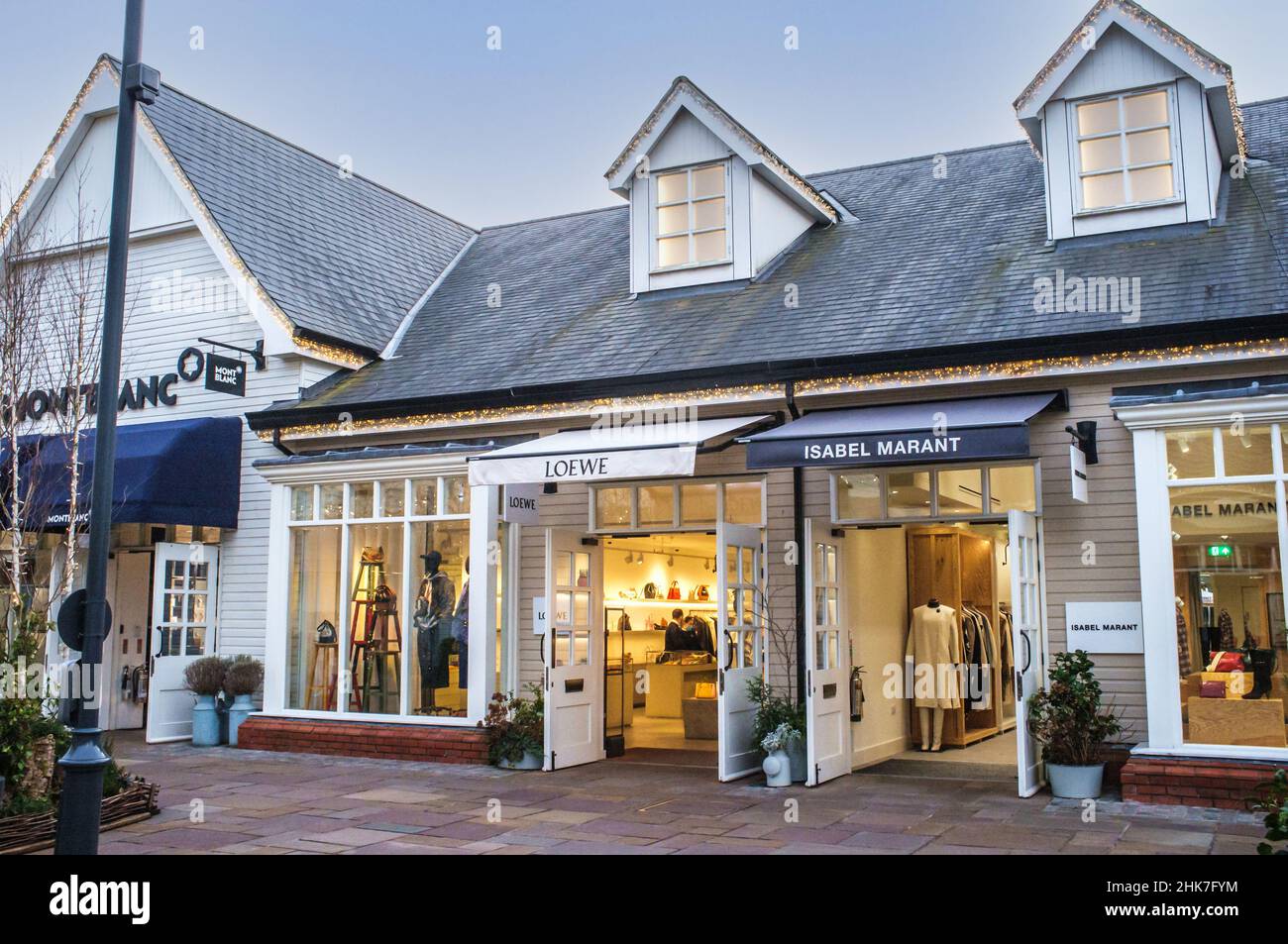 Bicester Village, Oxfordshire early afternoon in late February 2022. Few shoppers are around. Stock Photo