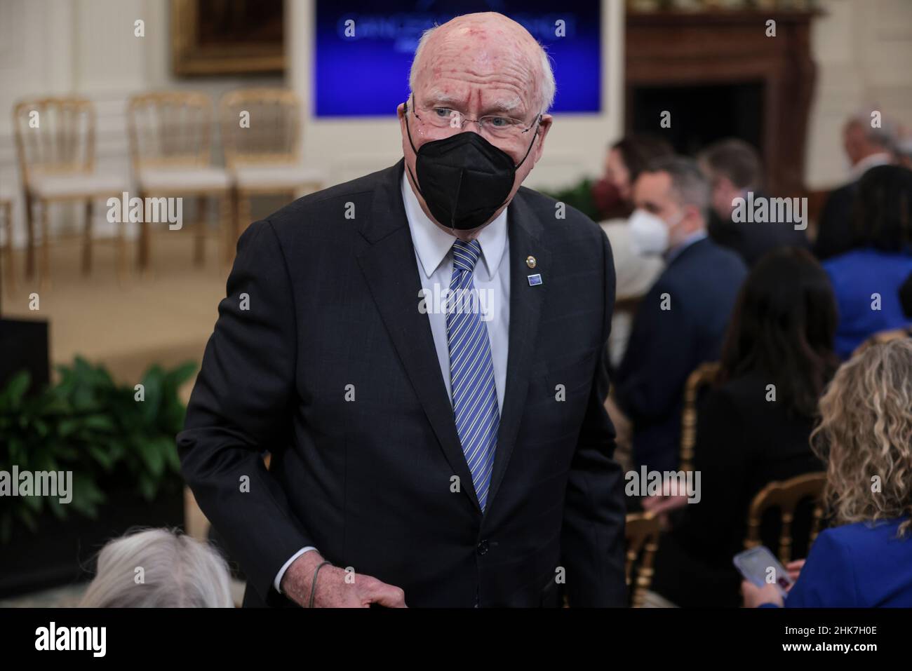 Washington, USA. 02nd Feb, 2022. Senator Patrick Leahy attends an event at the White House to reignite the Cancer Moonshot in the East Room of the White House on February 2, 2022 in Washington, DC.(Photo by Oliver Contreras/Sipa USA) Credit: Sipa USA/Alamy Live News Stock Photo