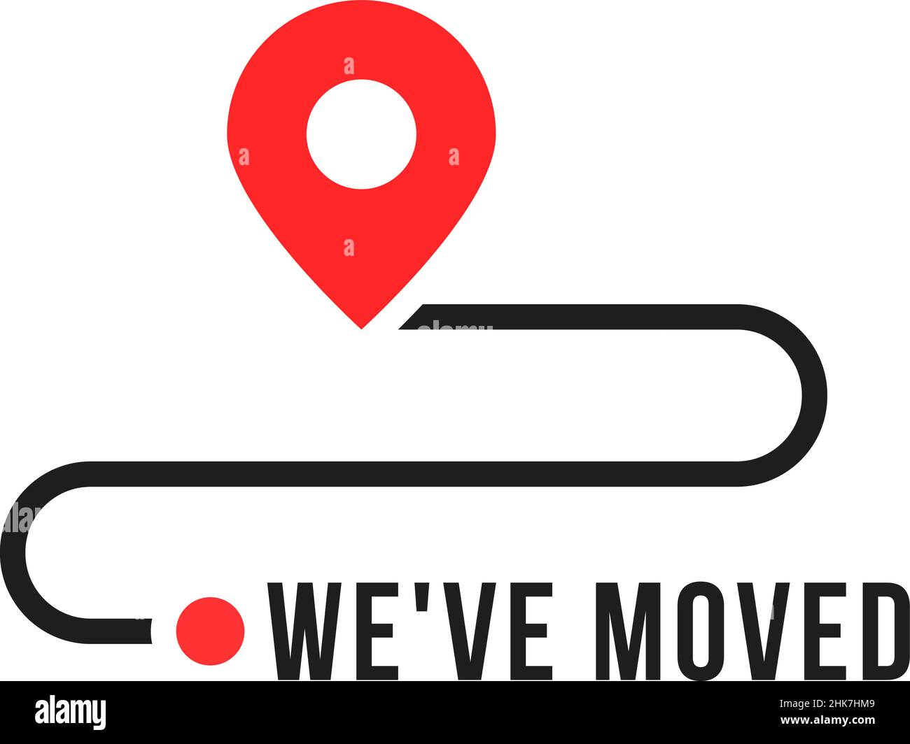 we moved minimal icon with pin Stock Vector