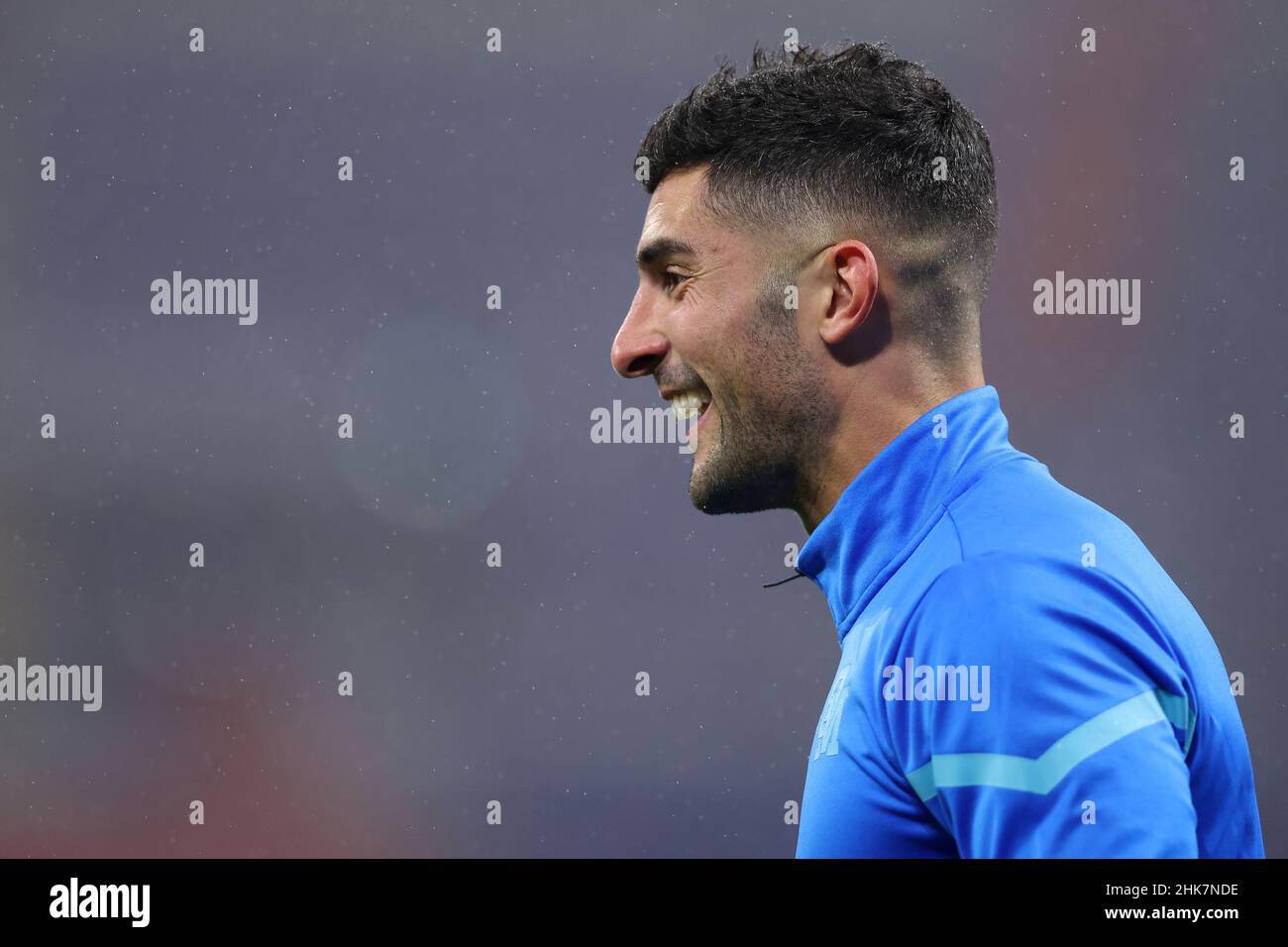 Lyon, France, 1st February 2022. Alvaro Gonzalez of Olympique De Marseille reacts during the warm up prior to the Uber Eats Ligue 1 match at the Groupama Stadium, Lyon. Picture credit should read: Jonathan Moscrop / Sportimage Stock Photo