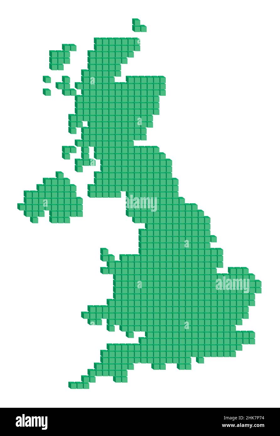 Vector illustration pixelated geographical map of United Kingdom Stock Vector