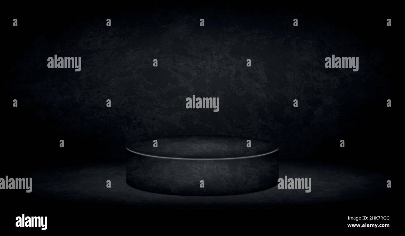 Dark black panoramic pedestal background with glow - Vector illustration Stock Vector