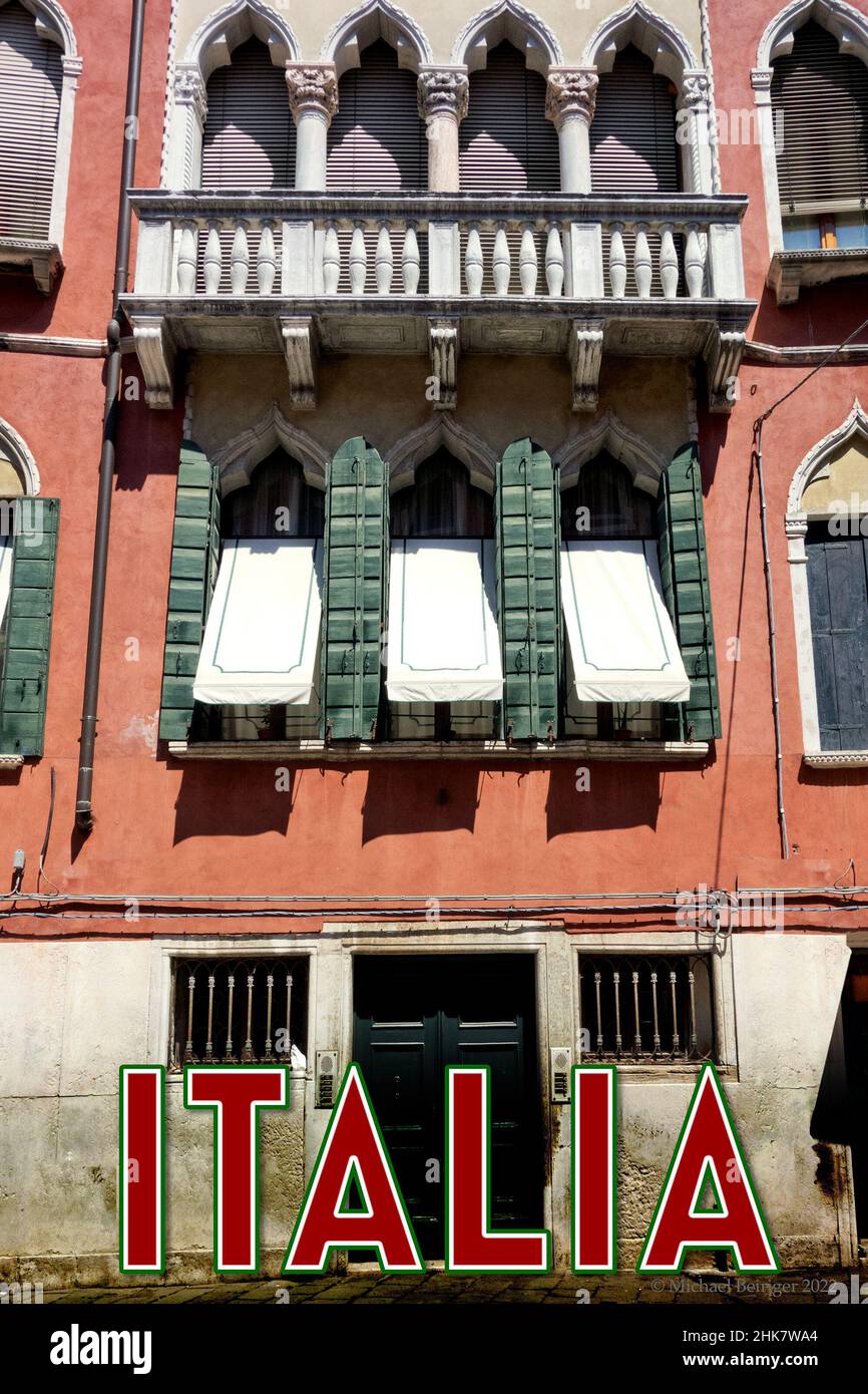 Poster of Venetian house with byzantine arches, Italy  2017. Stock Photo