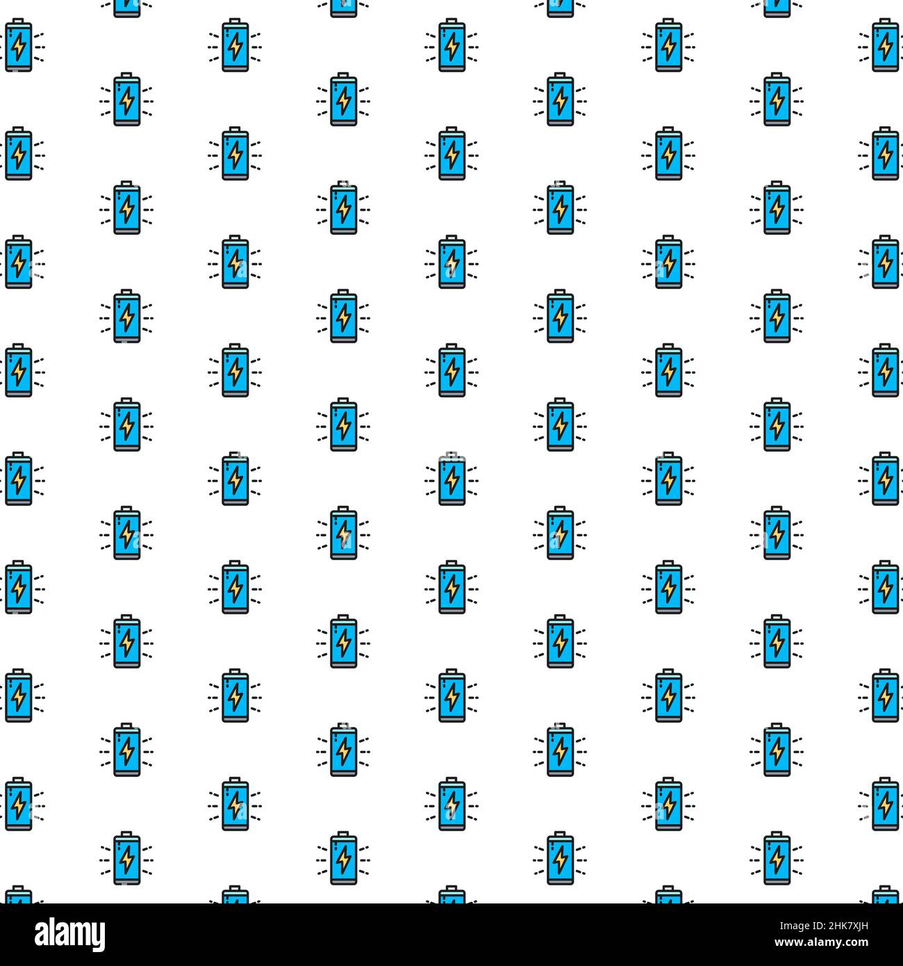 Vector battery, accumulator charging pattern with various icons. Stock Vector
