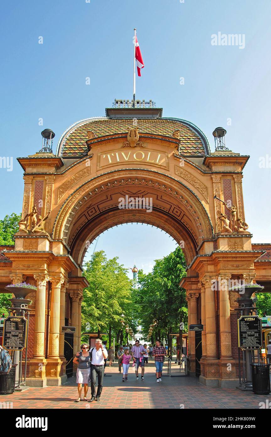 Main entrance to Tivoli Gardens, Copenhagen (Kobenhavn), Kingdom of Denmark Stock Photo