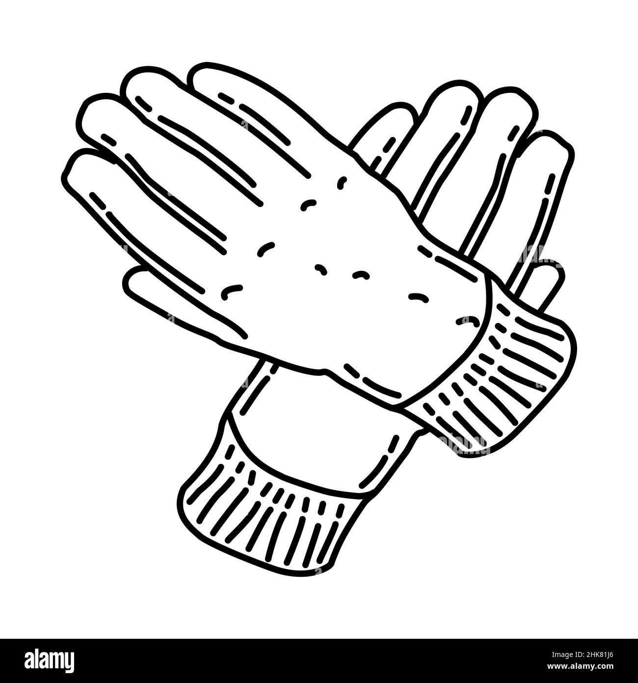 Winter Gloves for Men Part of Winter Accessories and Activities Hand Drawn Icon Set Vector. Stock Vector