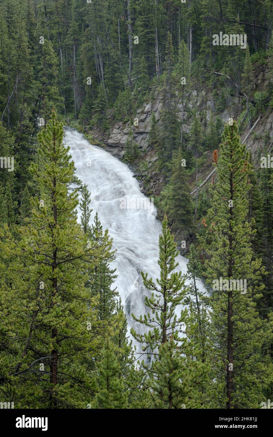 Virginia Cascades waterfall, Yellowstone National Park, Wyoming. Stock Photo