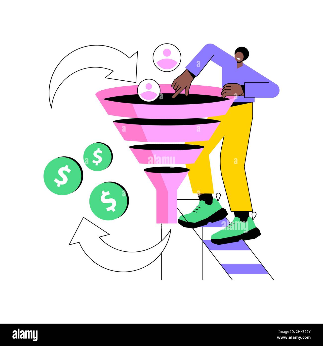 Sales funnel management abstract concept vector illustration. Product