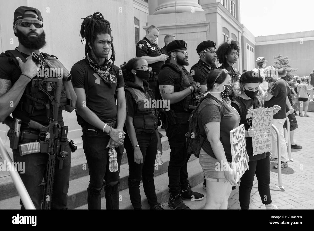 Armed Black protesters in historically racist Forsyth County, Georgia Stock Photo