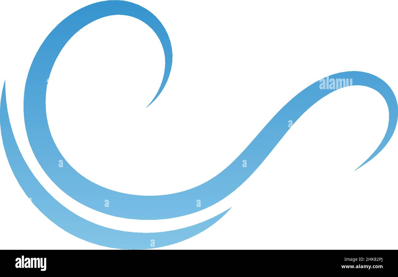 Two simple water wave lines illustration logo icon template Stock Vector