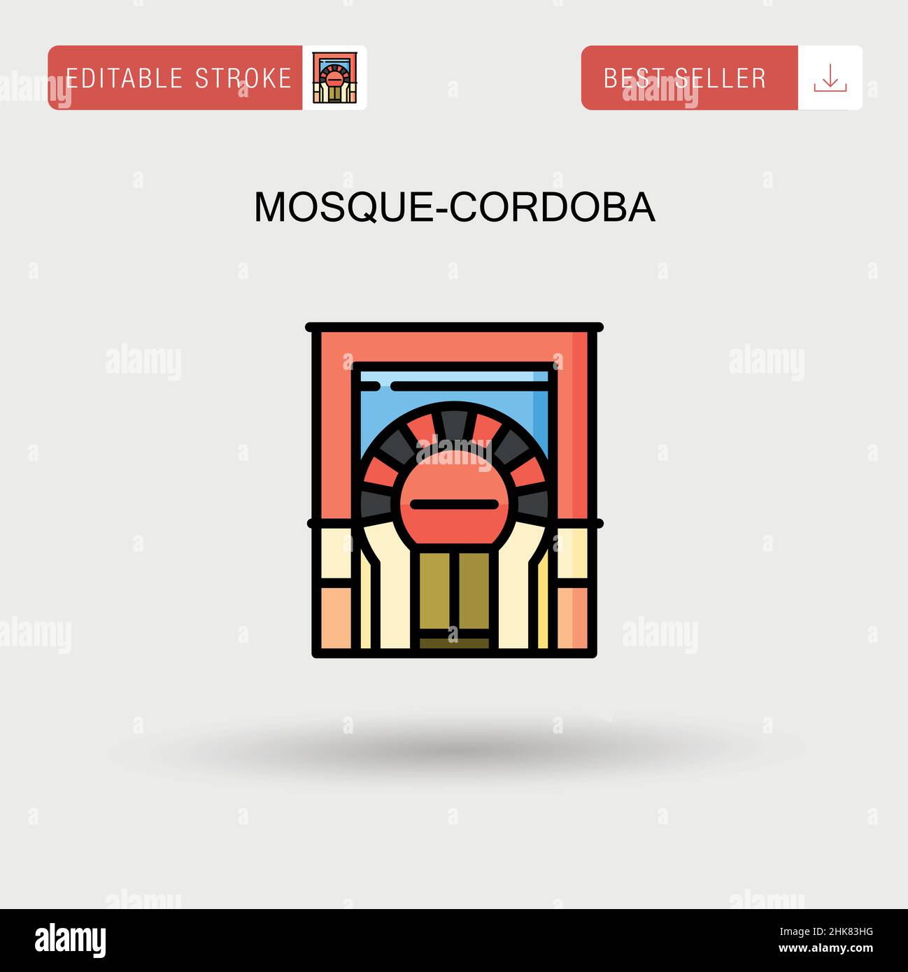Mosque-cordoba Simple vector icon. Stock Vector