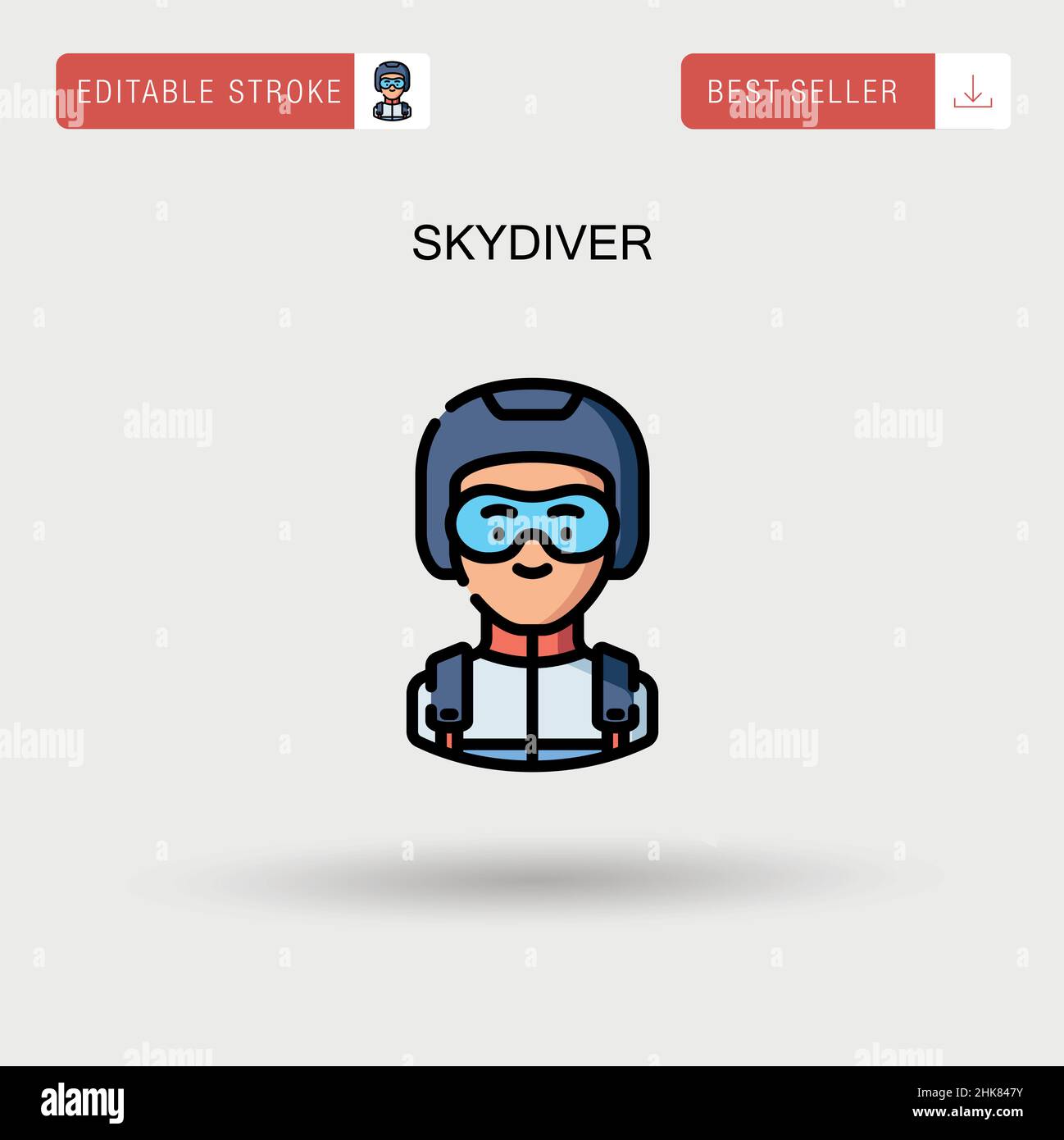 Skydiver Simple vector icon. Stock Vector