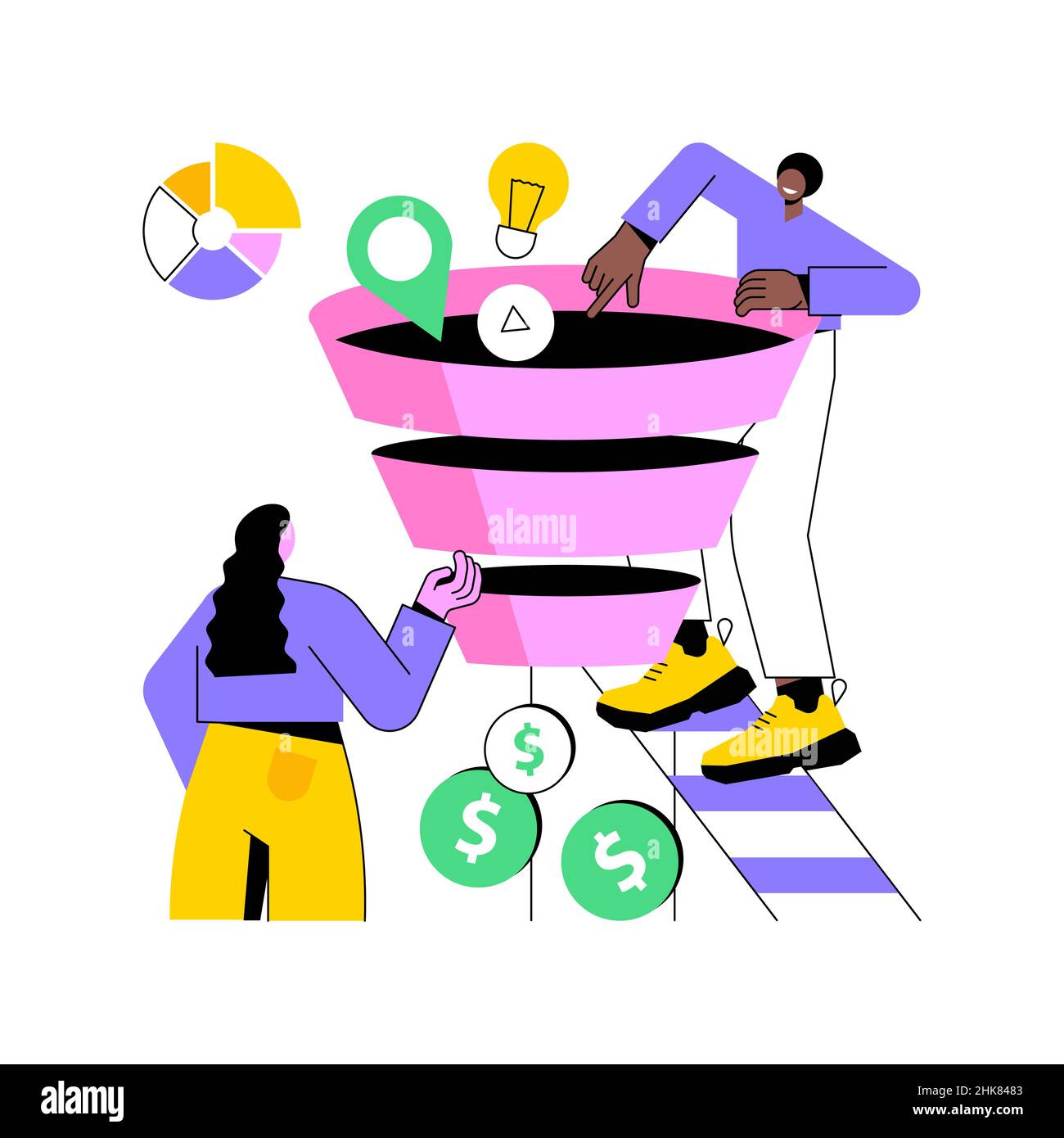 Marketing funnel abstract concept vector illustration.