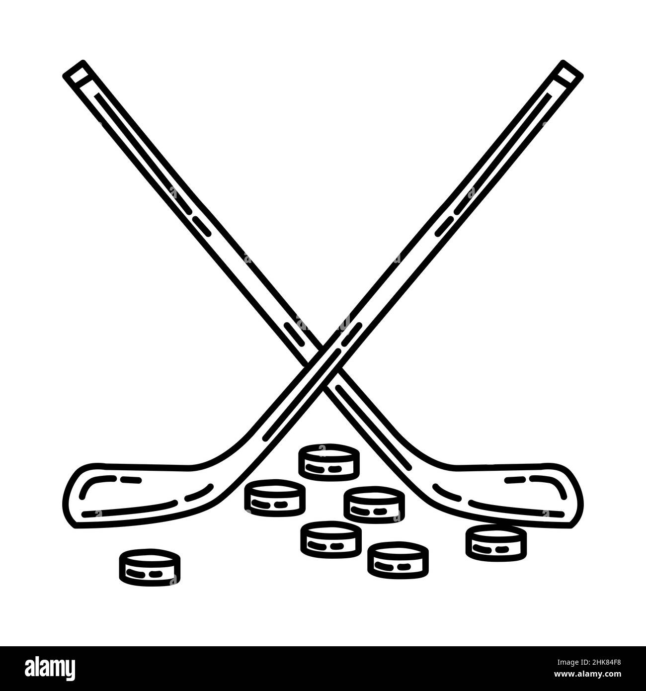 Attend a Hockey Game Part of Winter Activities for Family Hand Drawn Icon Set Vector. Stock Vector