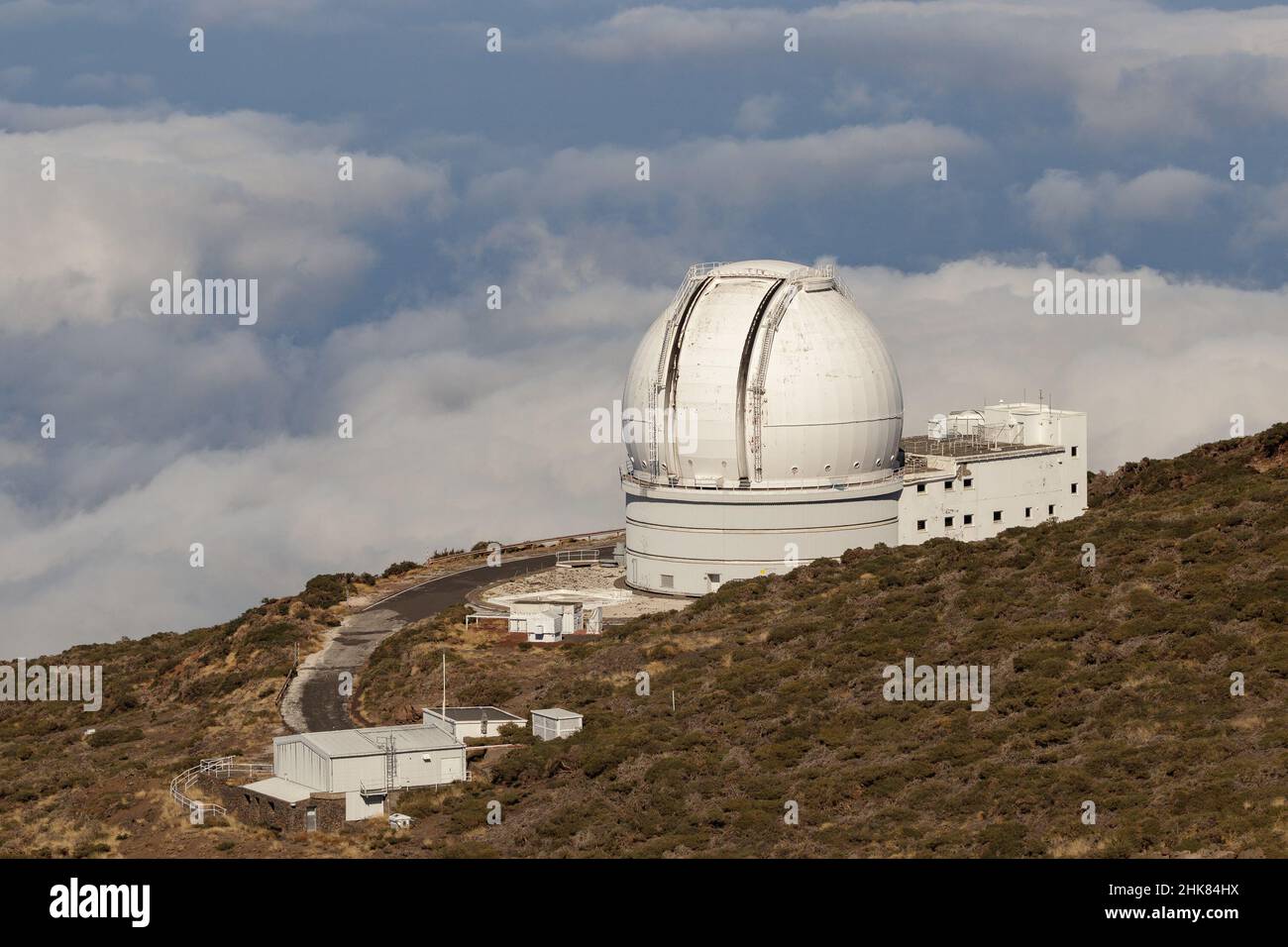 LA PALMA, CANARY ISLANDS, SPAIN - November 08, 2021. Big telescope at highest peak of La Palma, Cary Islands Stock Photo