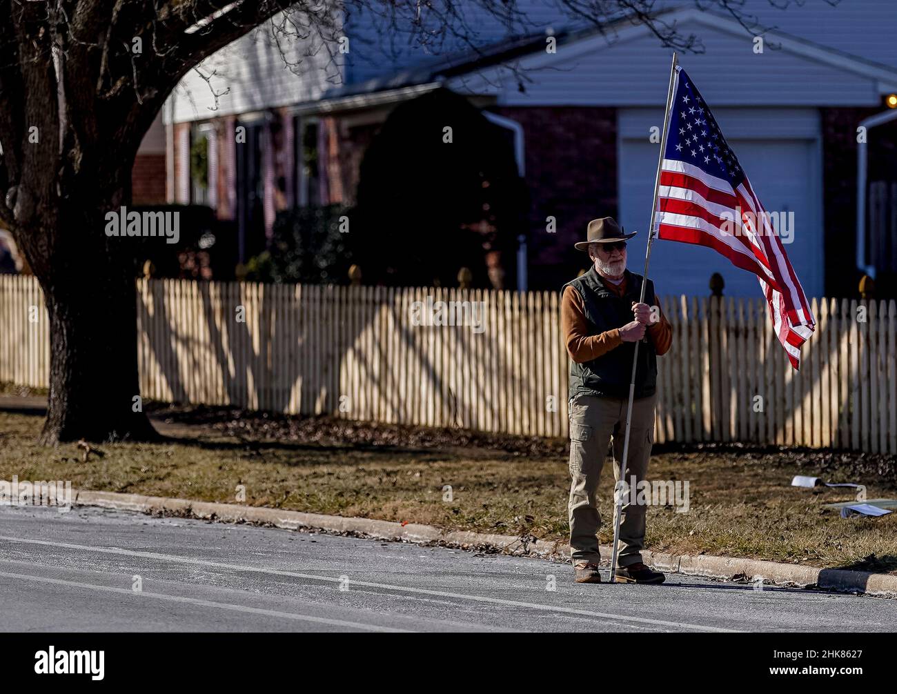 Timonium, MD, USA. 2nd Feb, 2022. February 2, 2022 Residents come out as a show of support as