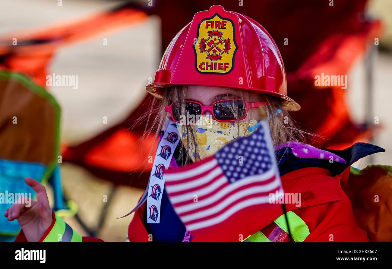 Timonium, MD, USA. 2nd Feb, 2022. February 2, 2022 Residents come out as a show of support as