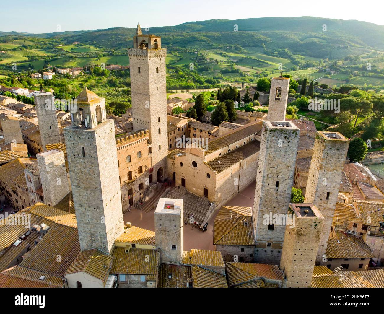 Aerial View Of Famous Medieval San Gimignano Hill Town With Its Skyline 