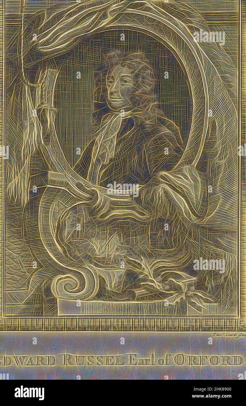 Inspired by Edward Russel, Earl of Orford, Thomas Cook, England, engraving, Reimagined by Artotop. Classic art reinvented with a modern twist. Design of warm cheerful glowing of brightness and light ray radiance. Photography inspired by surrealism and futurism, embracing dynamic energy of modern technology, movement, speed and revolutionize culture Stock Photo