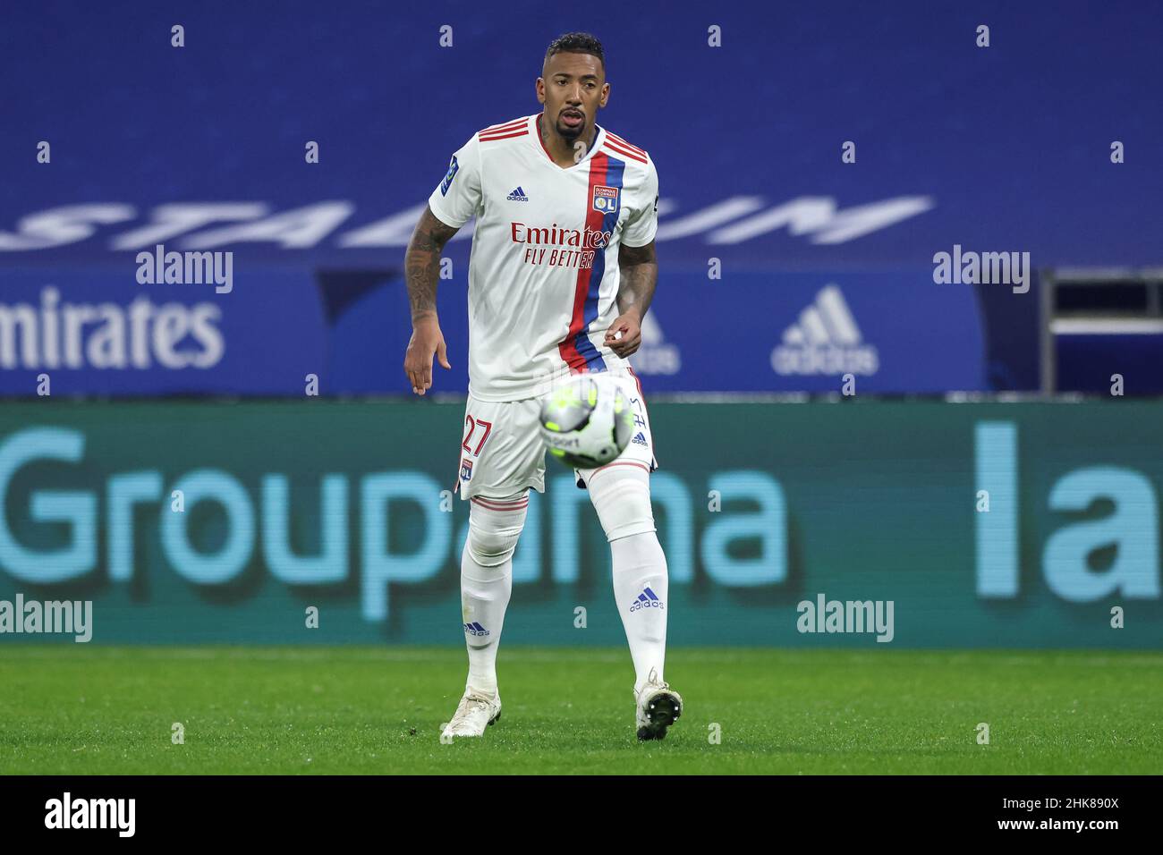 Lyon, France, 1st February 2022. Jerome Boateng of Lyon during the Uber Eats Ligue 1 match at the Groupama Stadium, Lyon. Picture credit should read: Jonathan Moscrop / Sportimage Stock Photo
