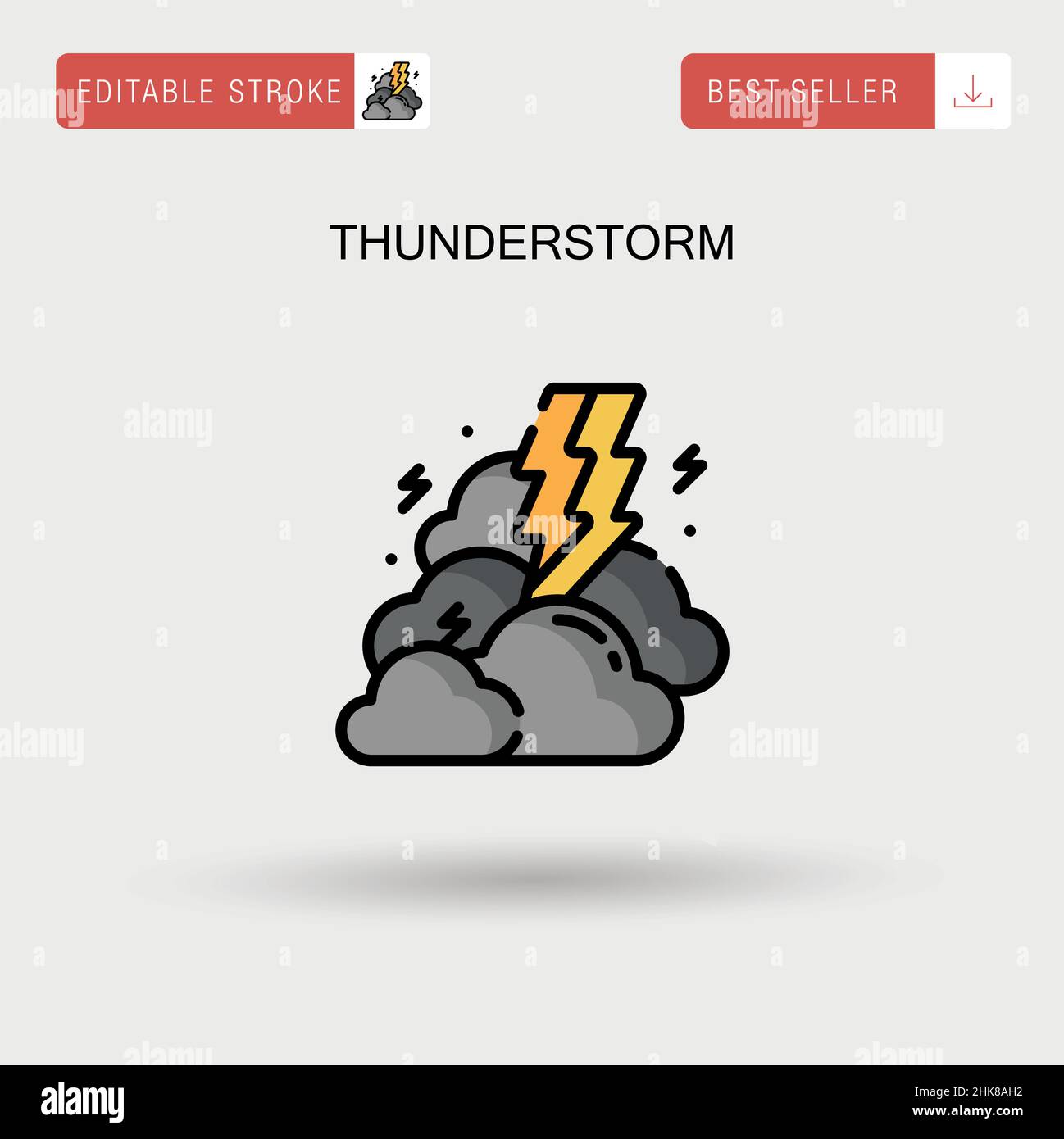 Thunderstorm Simple vector icon. Stock Vector
