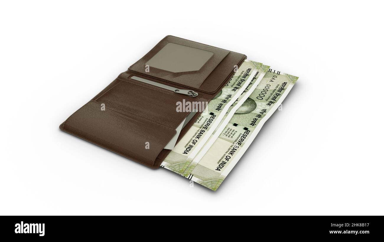 Image of Money Bag Or Gents Wallet Full Of 500 Rupees Cash.-QJ812935-Picxy
