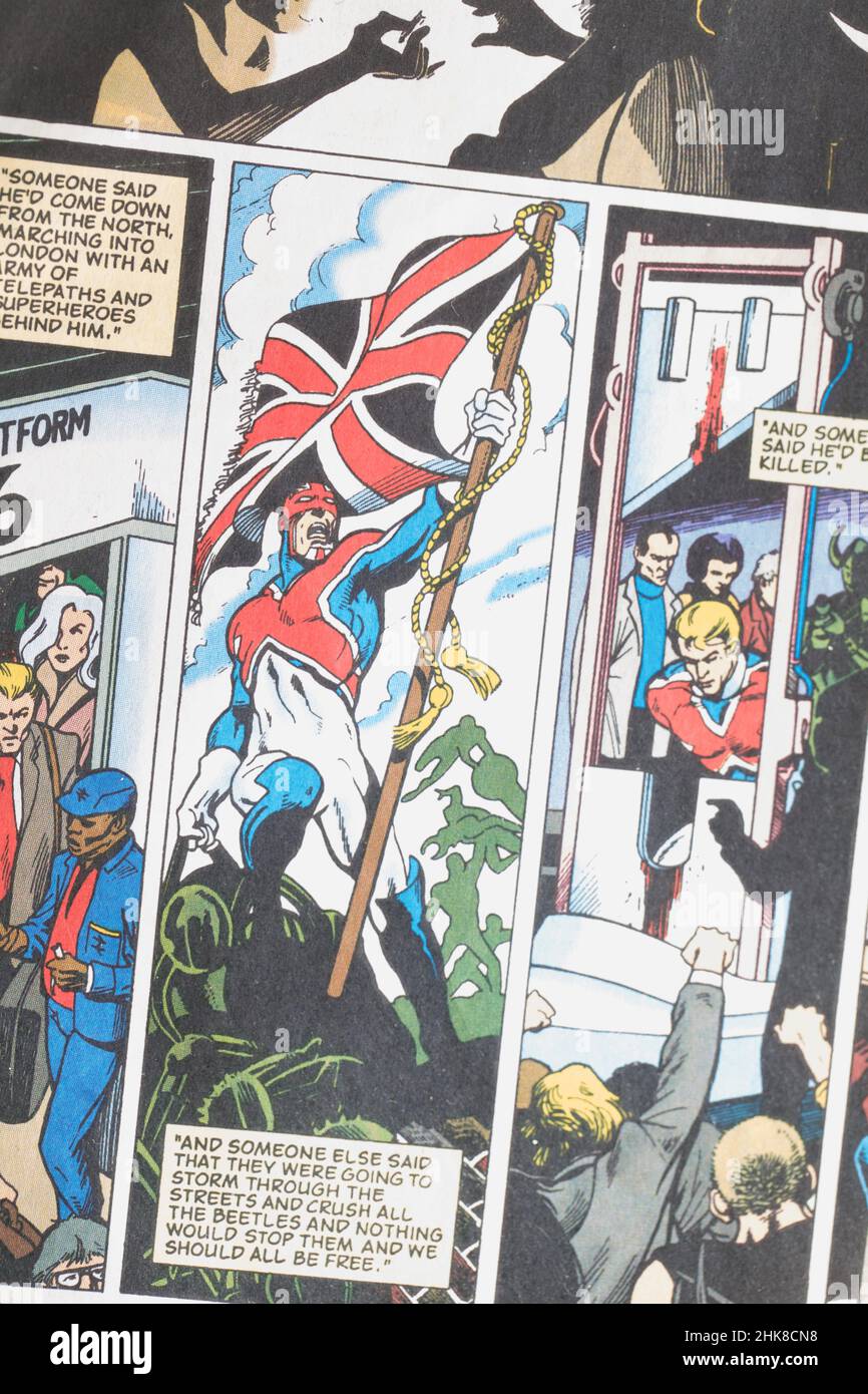 Captain Britain comic page Stock Photo