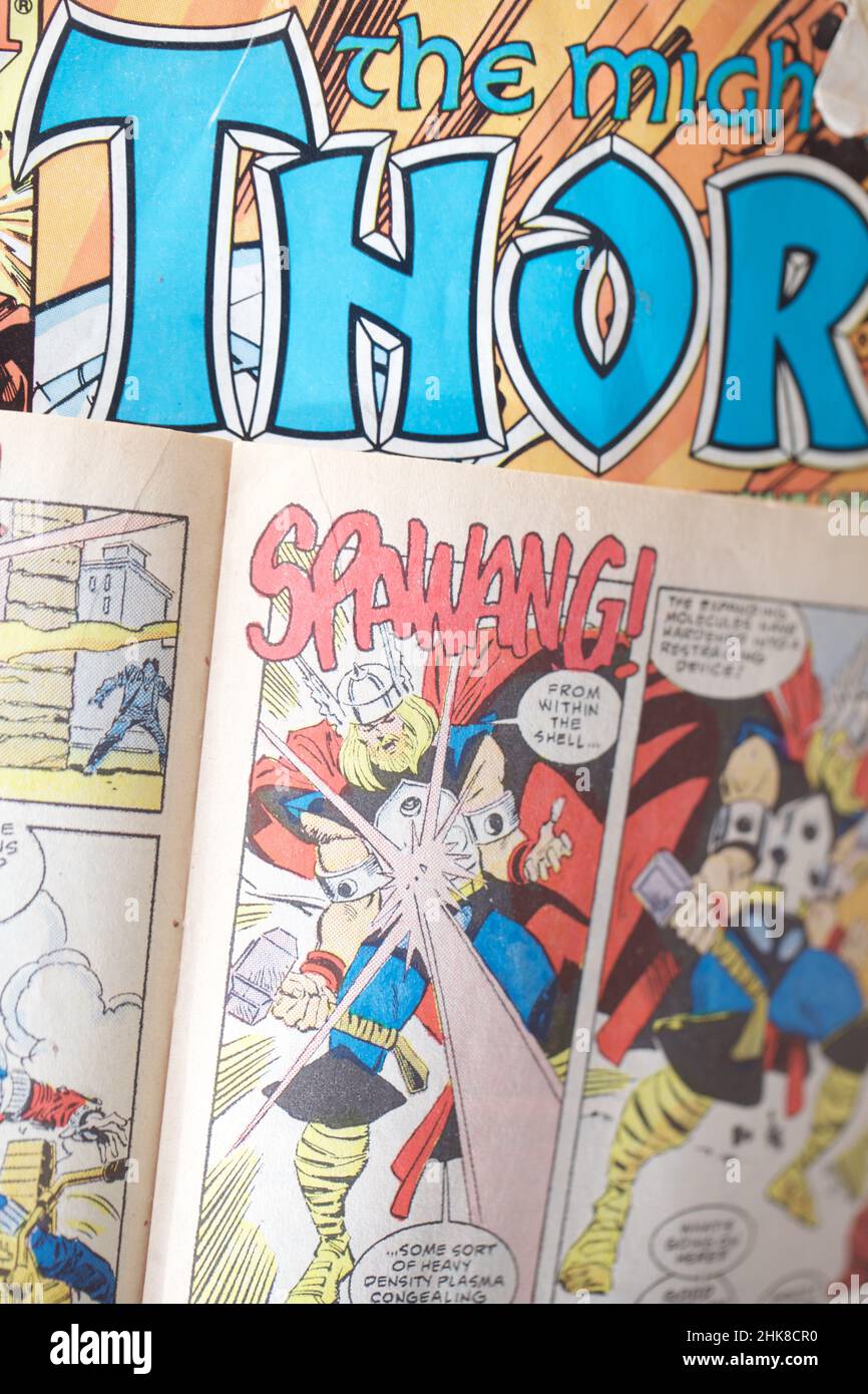 Thor comic strip page Stock Photo
