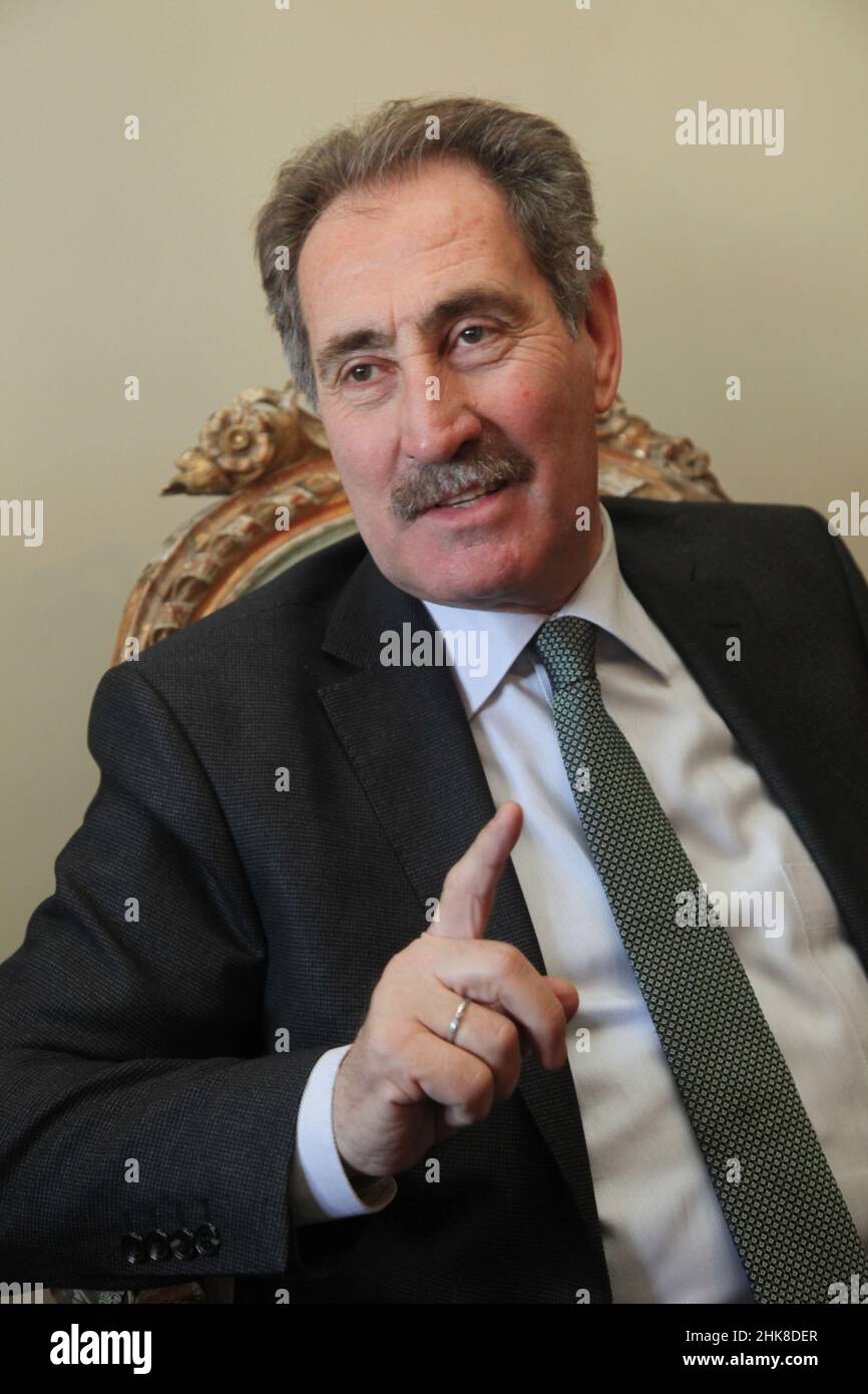 ISTANBUL, TURKEY - FEBRUARY 11: Turkish  politician and former Culture and Tourism Minister Ertugrul Gunay portrait on February 11, 2012, Istanbul, Turkey. Stock Photo