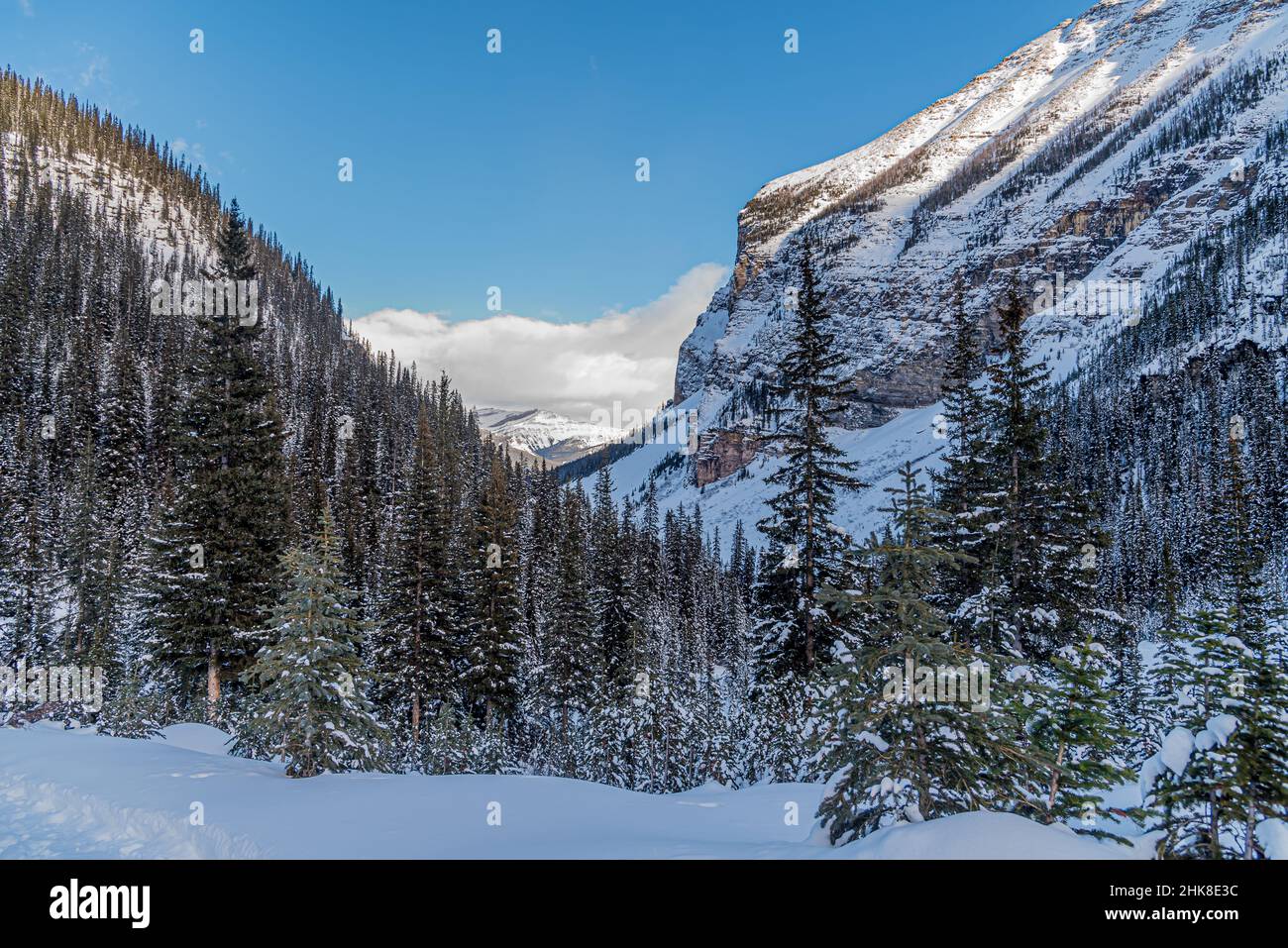 Lake Louise in Banff Park in winter time, Alberta, Canada Stock Photo ...