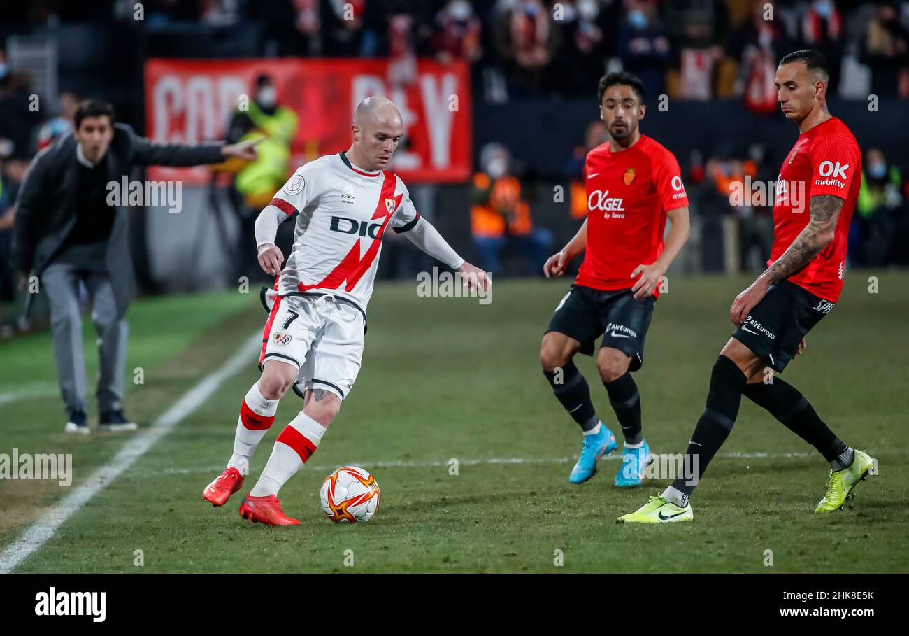 Madrid, Spain. 2nd Feb, 2022. Isi Palazon of Rayo Vallecano in action during the Copa Del Rey match between Rayo Vallecano and RCD Mallorca at Estadio de Vallecas in Madrid. (Credit Image: © Pablo Garcia/DAX via ZUMA Press Wire) Stock Photo