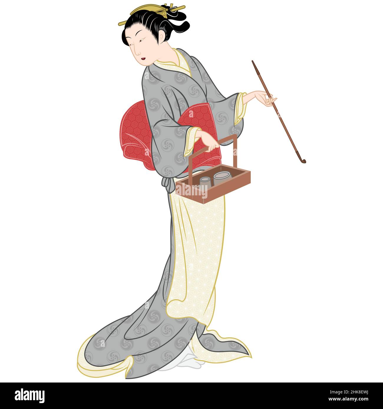 Japanese woman wearing kimono, geisha in traditional Japanese dress design  Stock Vector Image & Art - Alamy