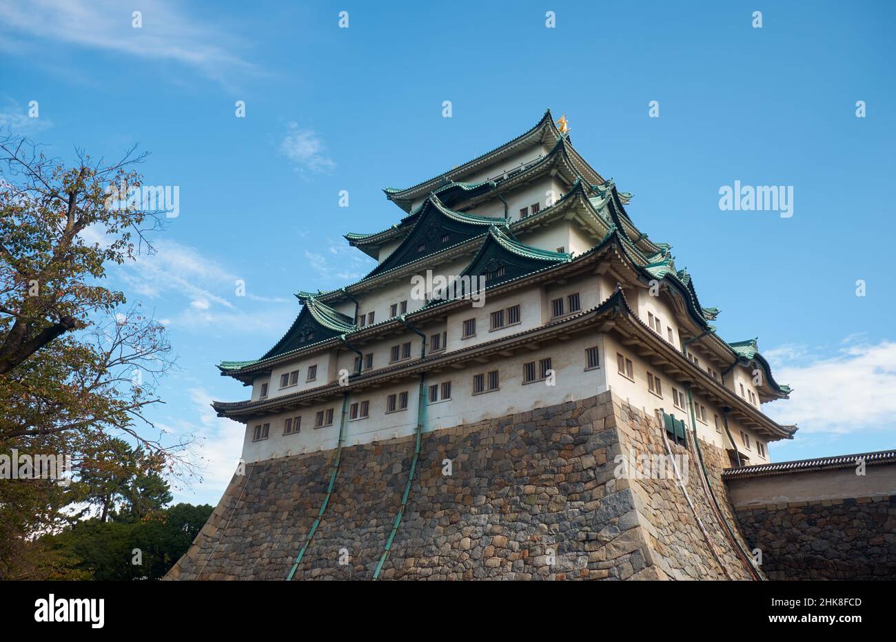 The view of the five stories main keep of Nagoya castle (Meijo), one of the most important castles of Edo period. Nagoya. Japan Stock Photo