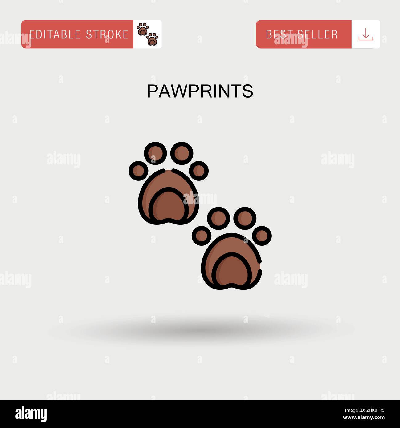 Pawprints Simple vector icon. Stock Vector