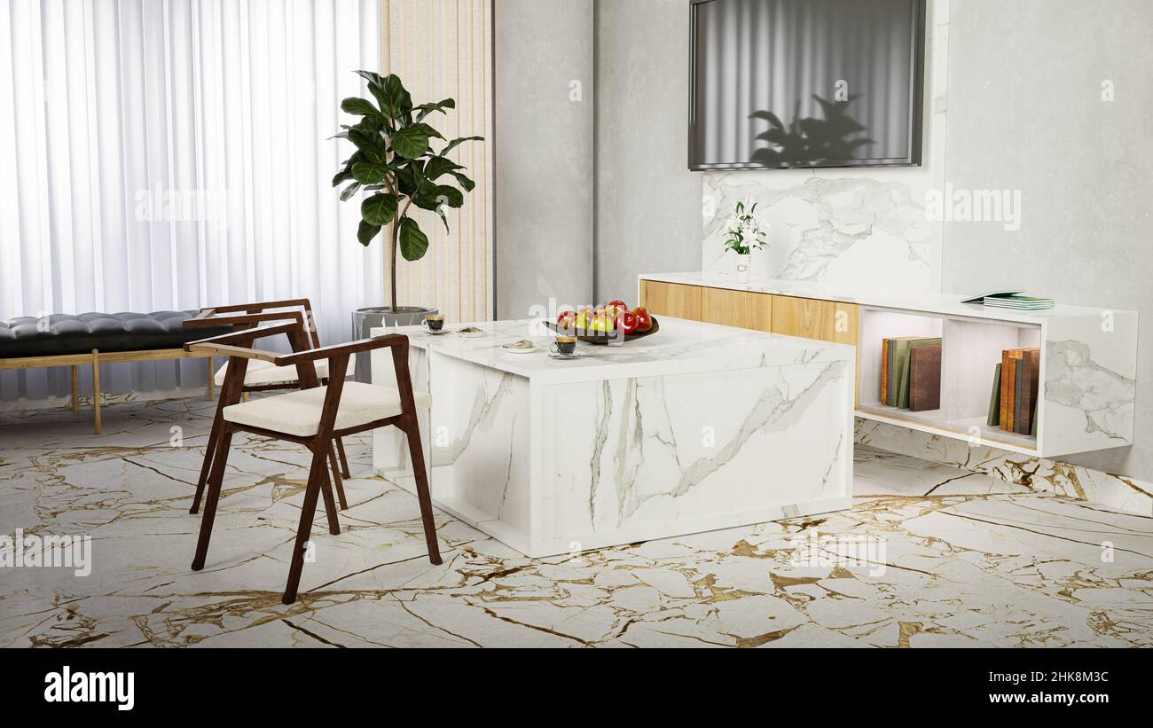 kitchen countertop floor - made of marble countertop Stock Photo