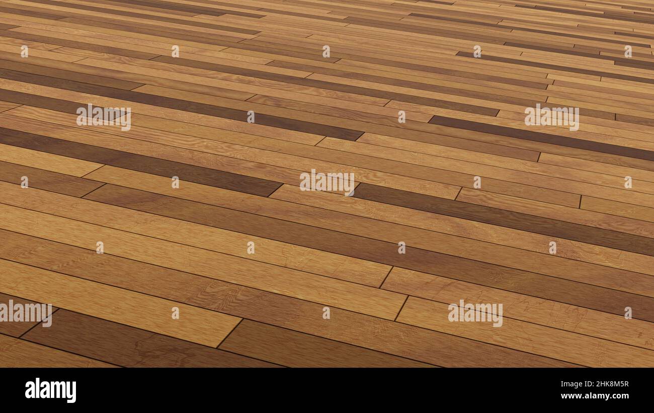 Prospective shot of hardwood floor, wood flooring textured background Stock Photo
