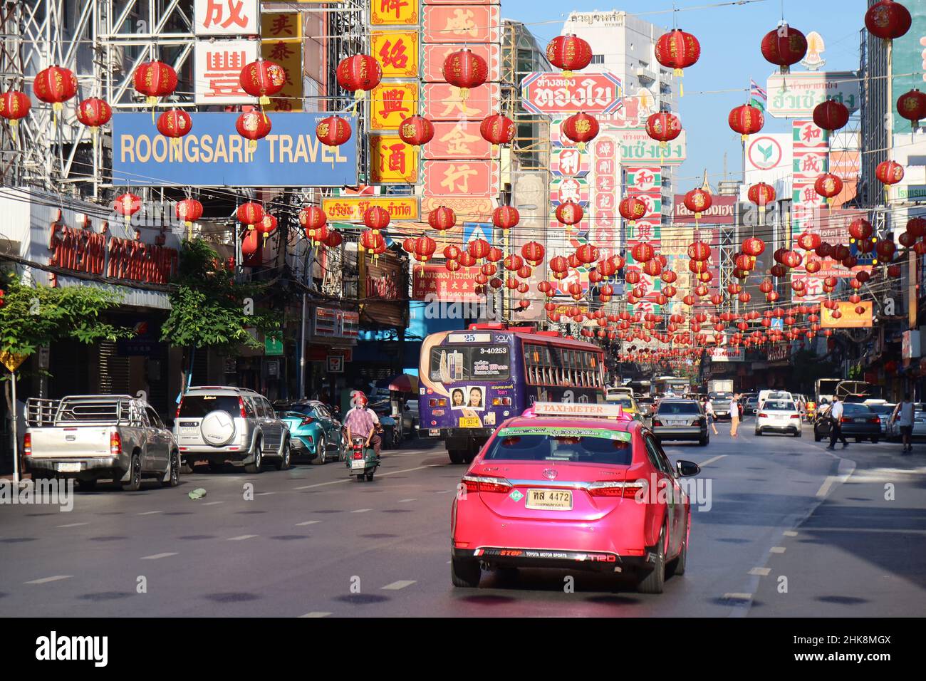 View of Chinatown in full colour, Bangkok, Thailand Stock Photo