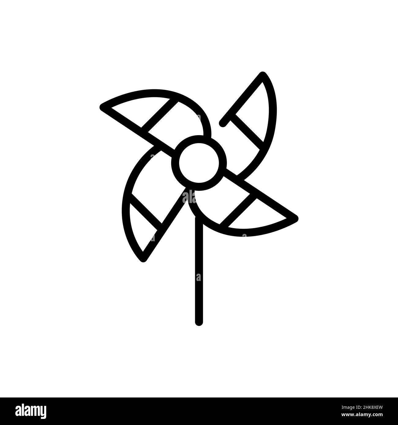 Toy pin windmill. Garden decoration. Pixel perfect, editable stroke icon Stock Vector
