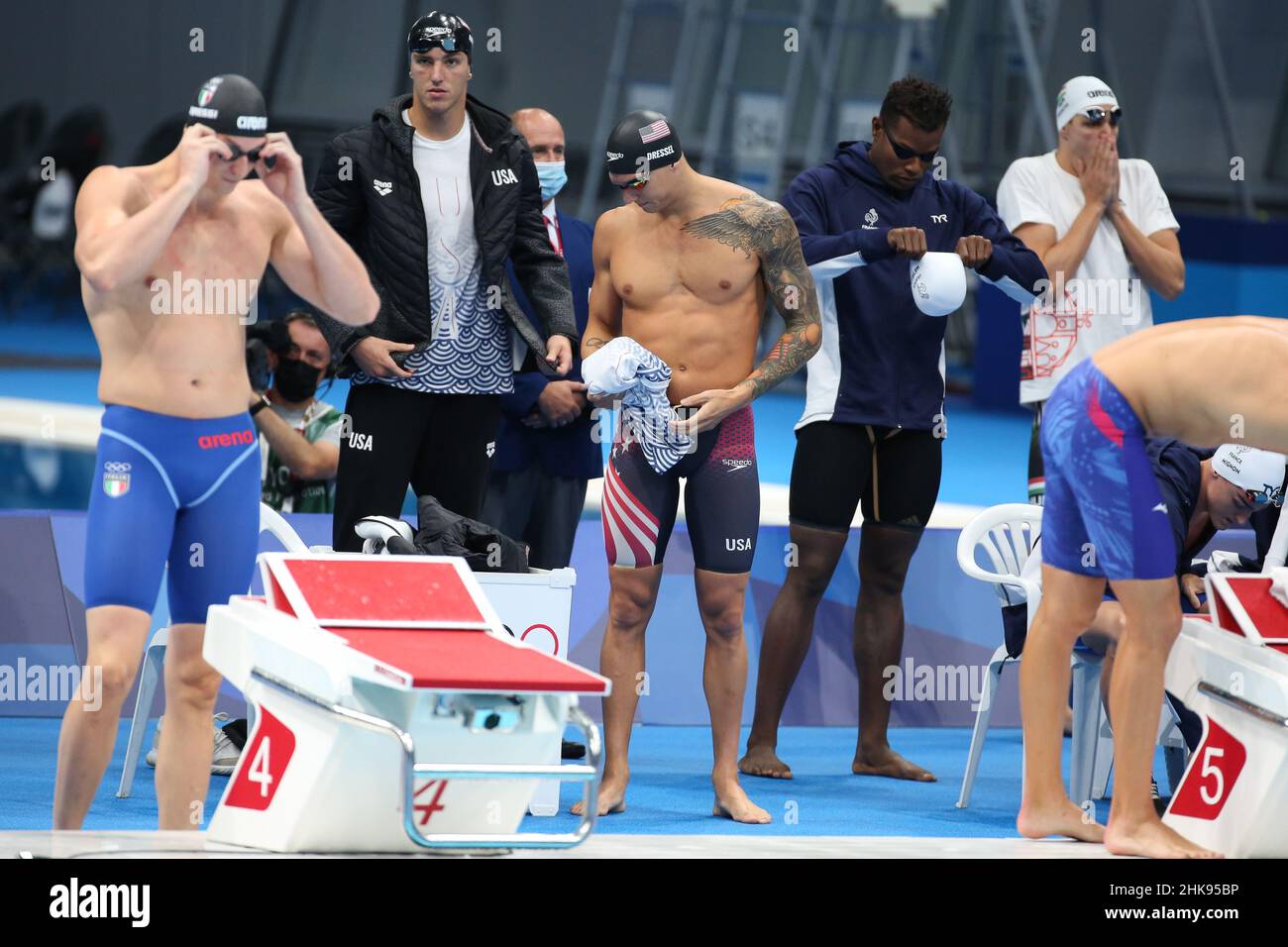 JULY 26th, 2021 - TOKYO, JAPAN: Caeleb Dressel and team USA in action ...