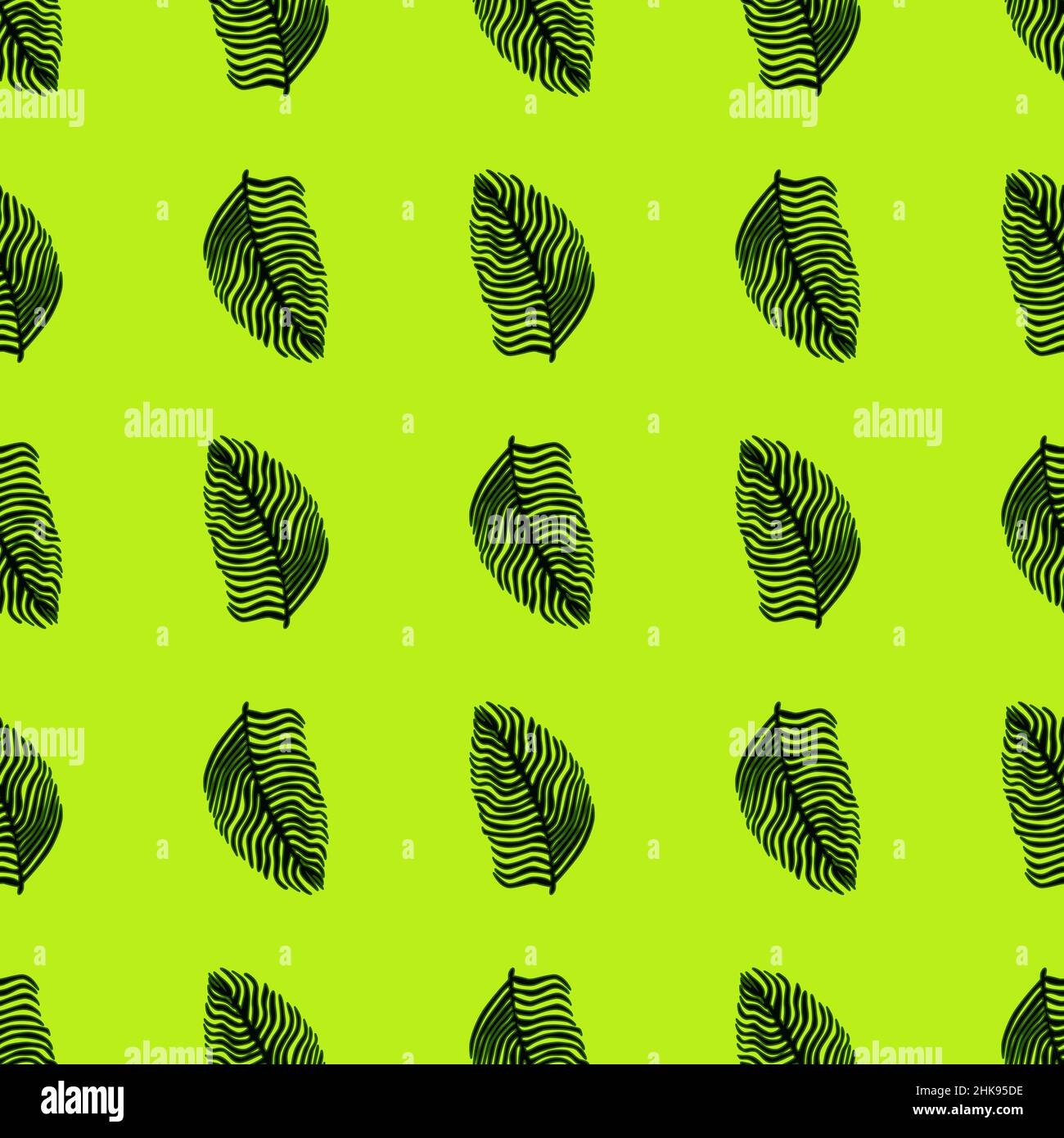 Modern palm leaf seamless pattern with hand drawn foliage print ...