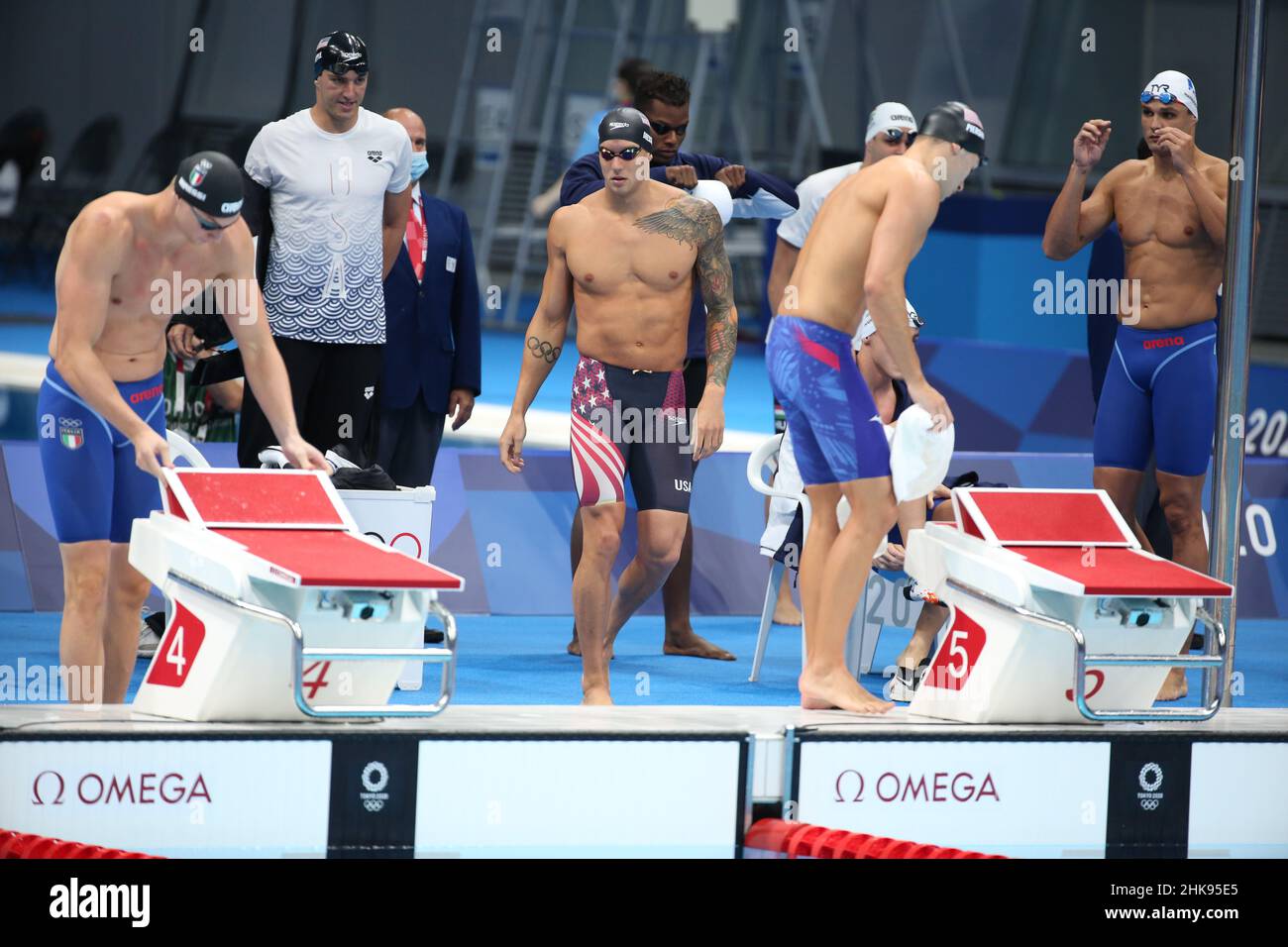 JULY 26th, 2021 - TOKYO, JAPAN: Caeleb Dressel and team USA in action ...