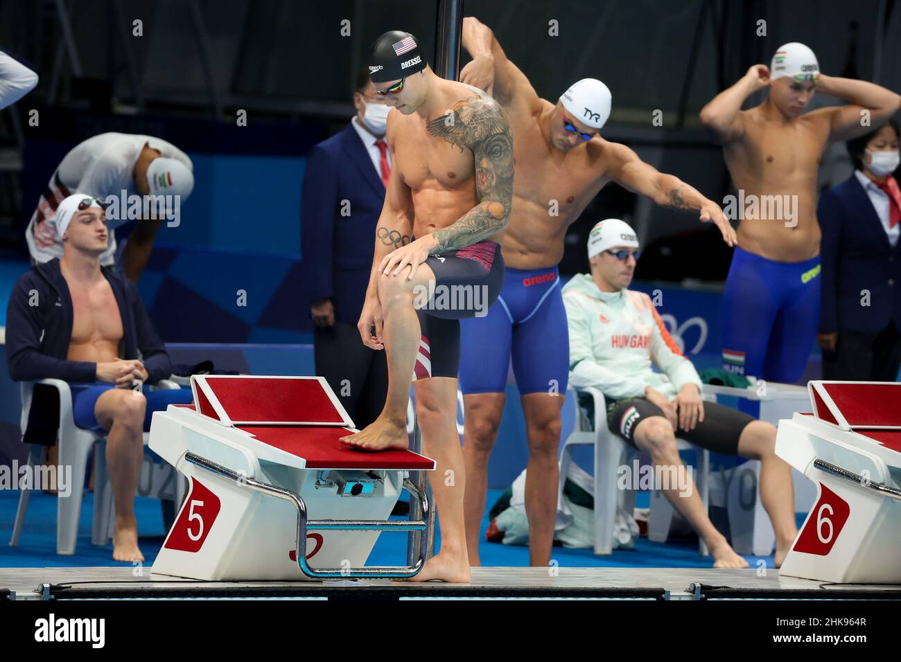 JULY 26th, 2021 - TOKYO, JAPAN: Caeleb Dressel and team USA in action ...