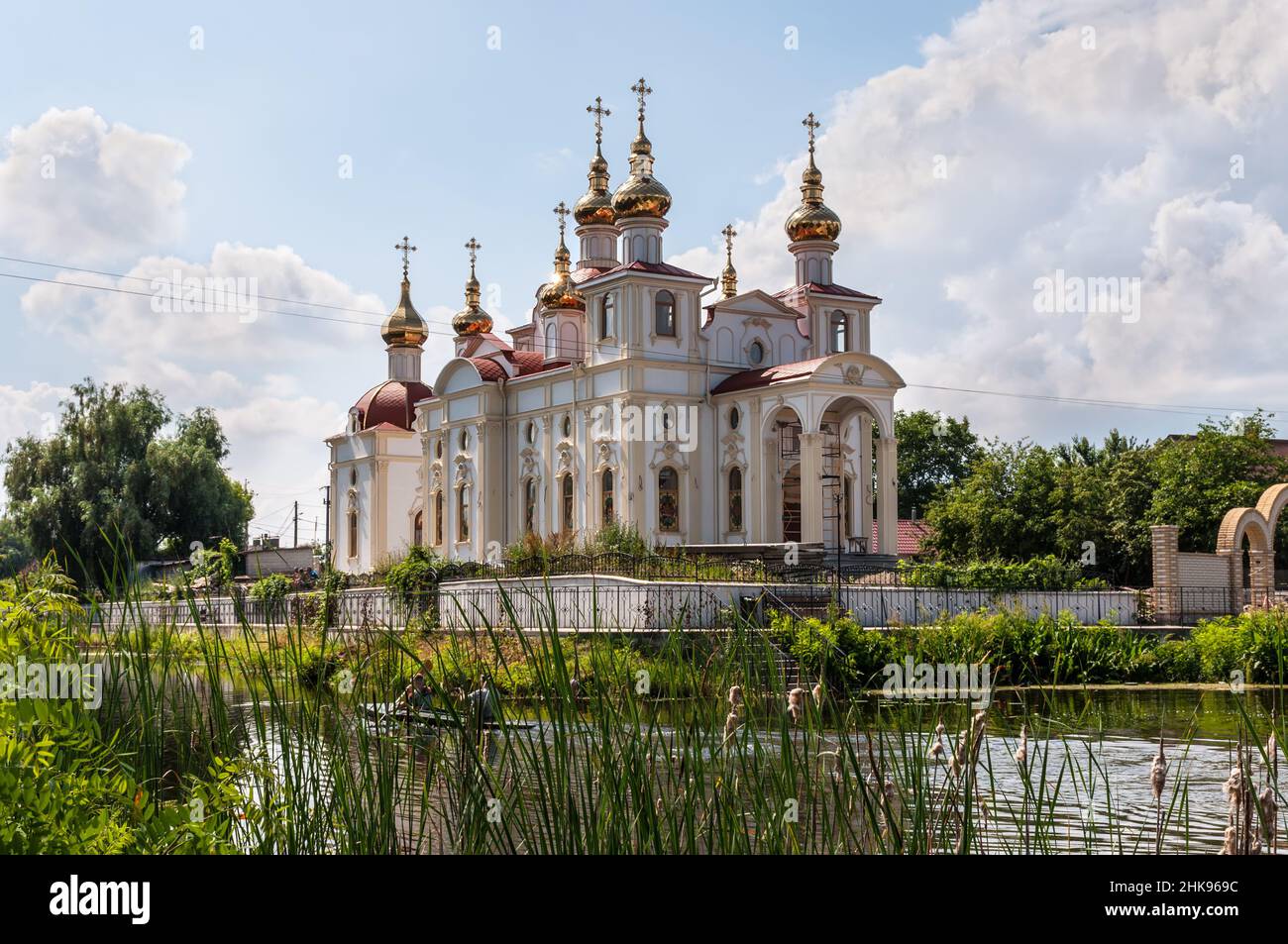 Kyiv, Ukraine - July 3, 2021: A new Orthodox church built on Osokorky. Osokorky is a historical neighbourhood, on the left bank of Kyiv, the capital o Stock Photo