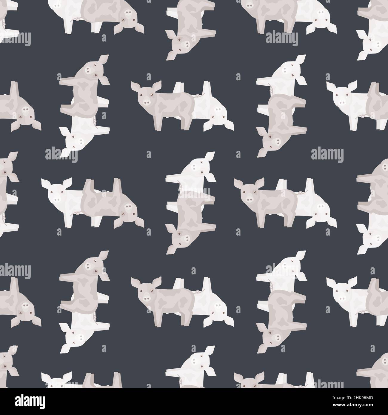 Seamless pattern of pig. Domestic animals on colorful background ...