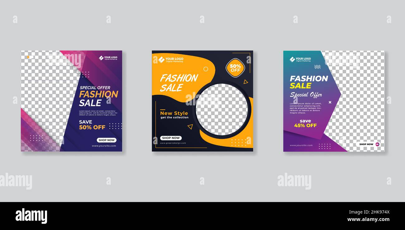 Modern promotion square web banner for social media mobile apps Stock ...