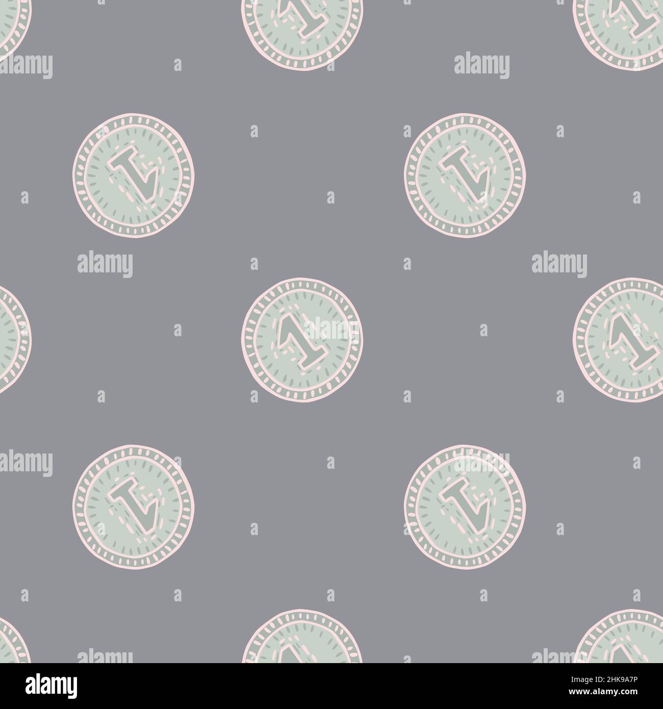 Coins seamless pattern. Hand drawn background from money. Repeated ...